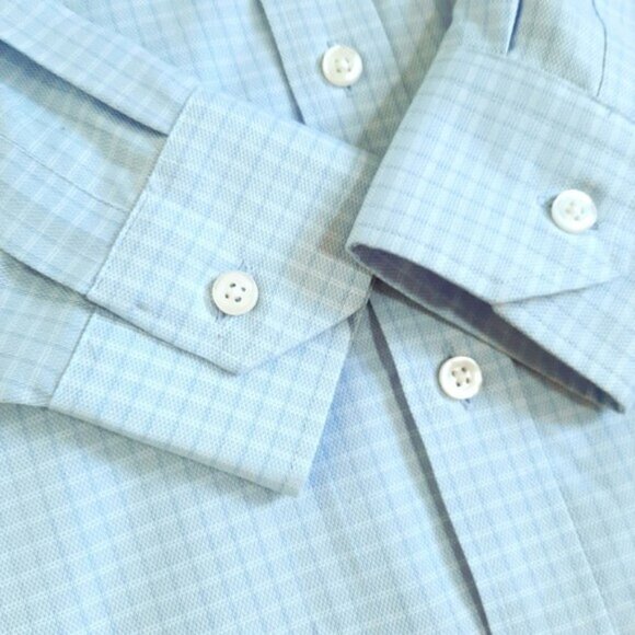 👠 5 for $25 MEN'S BLACK BROWN 1826 FITTED NON IRON DRESS SHIRT SIZE 15 - Picture 2 of 5